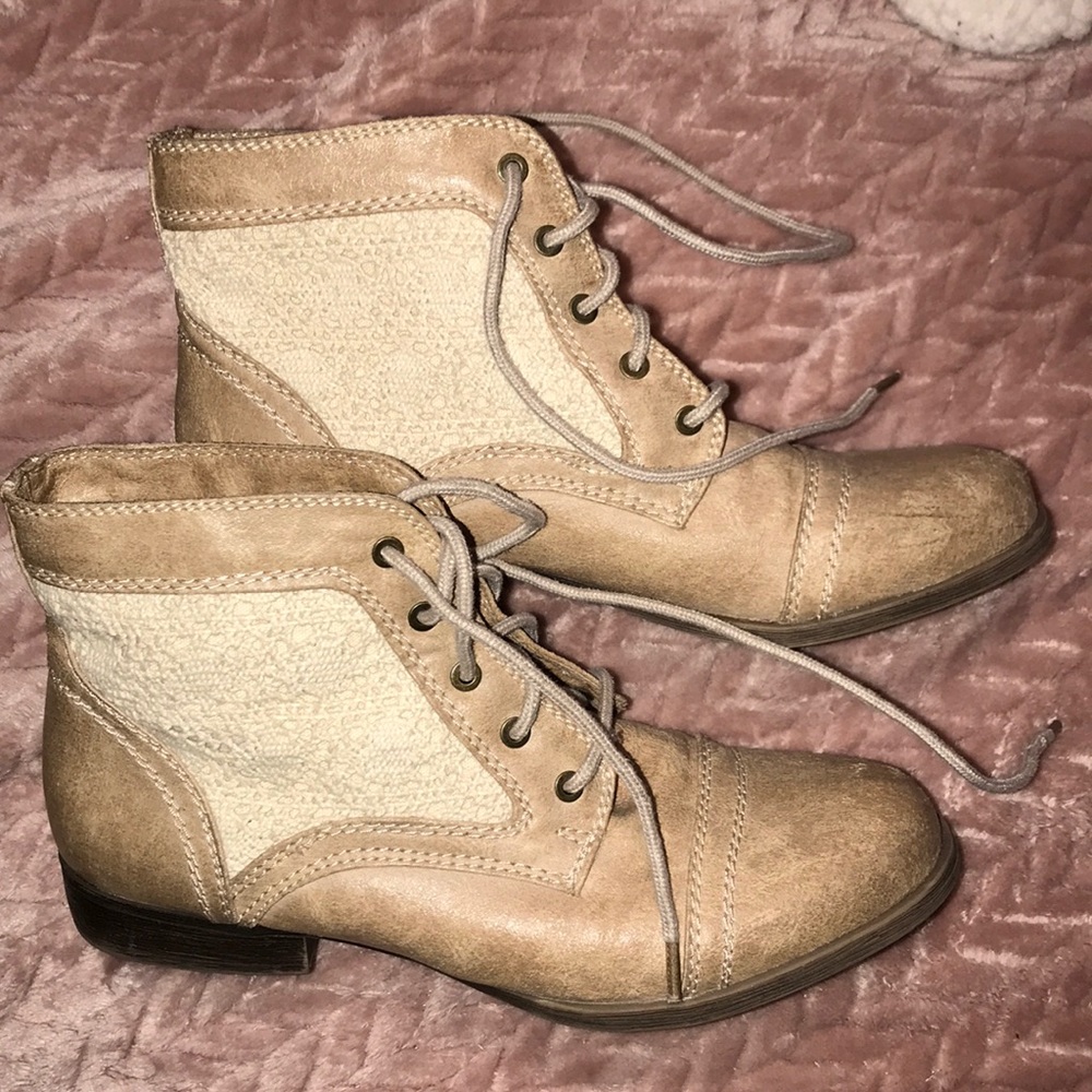 Cream lace booties